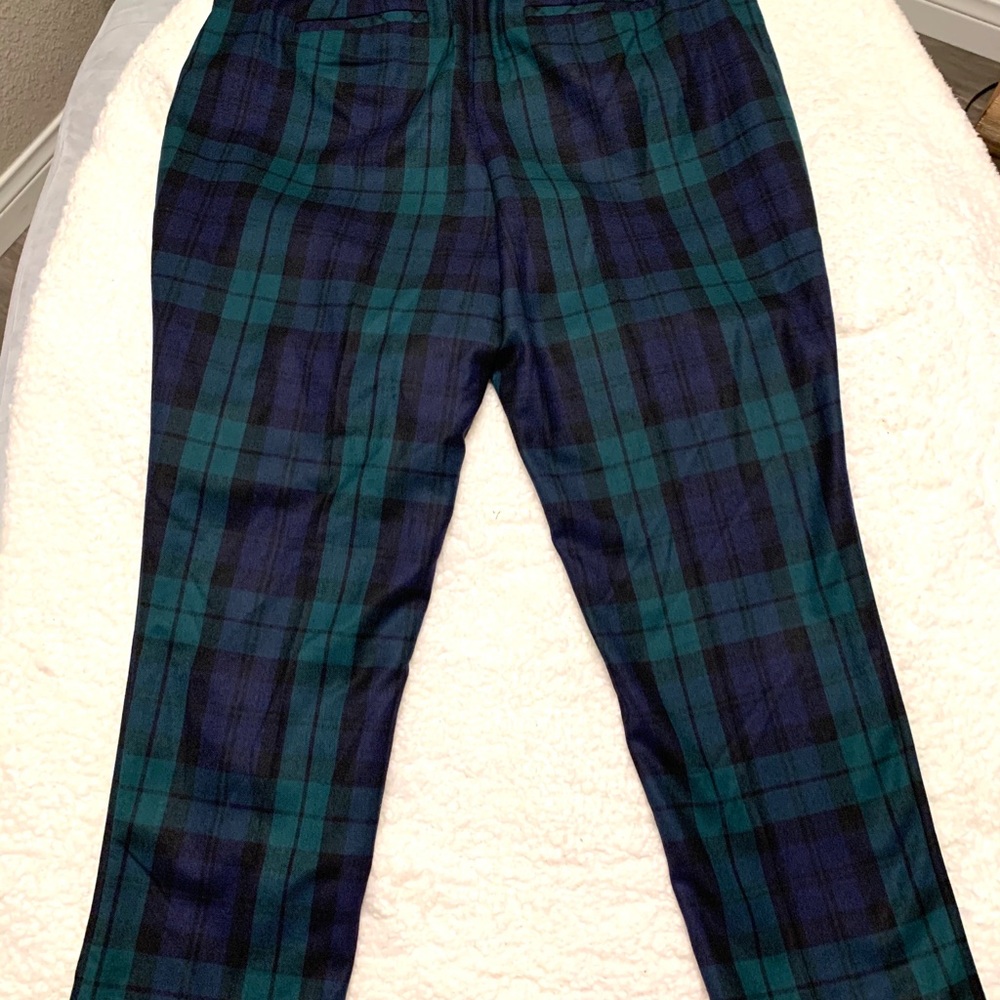 Land’s End Suit Plaid Pants Slim Leg Navy Green 18 - Picture 7 of 15